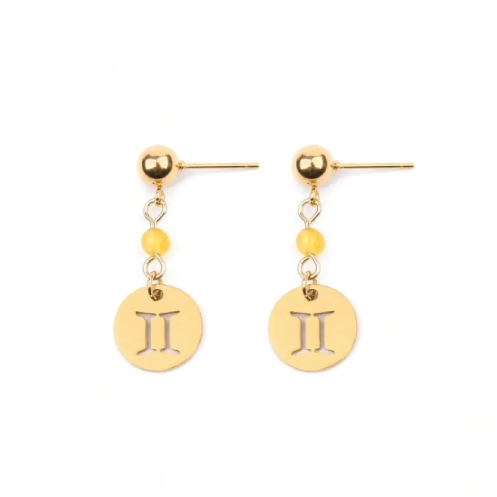 Zodiac Drop Earrings - Stainless Steel in Gold sold by Zulily product image thumbnail 4