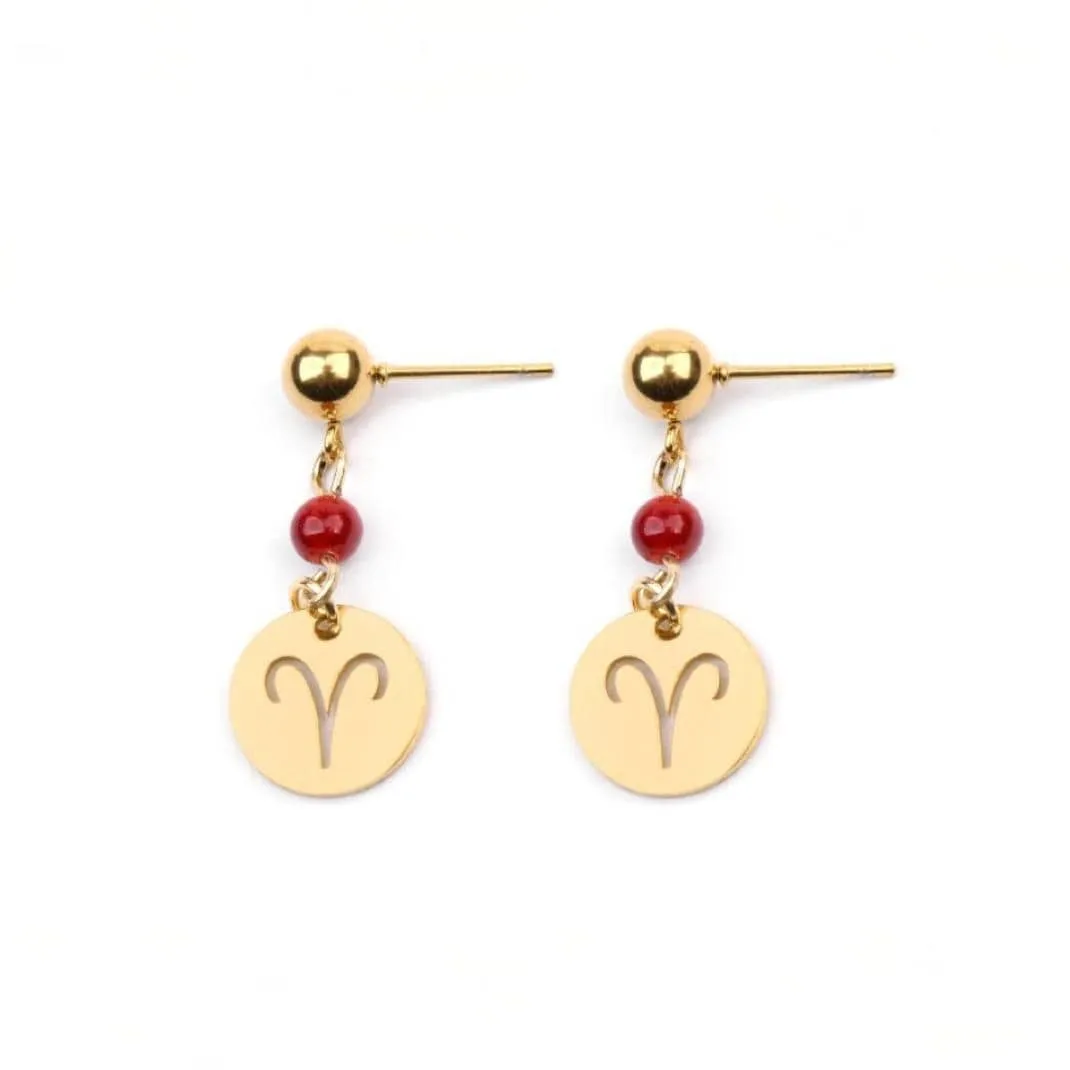 Zodiac Drop Earrings - Stainless Steel in Gold sold by Zulily product image thumbnail 2