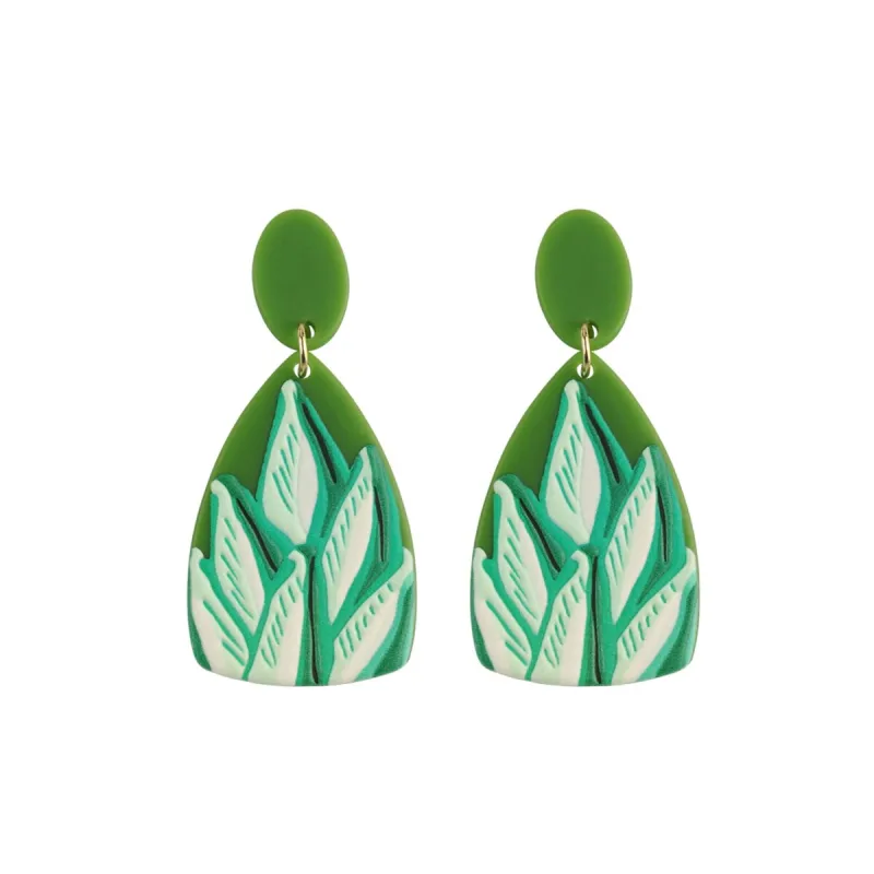 Goldtone Green Succulent Drop Earrings - Gold sold by Zulily