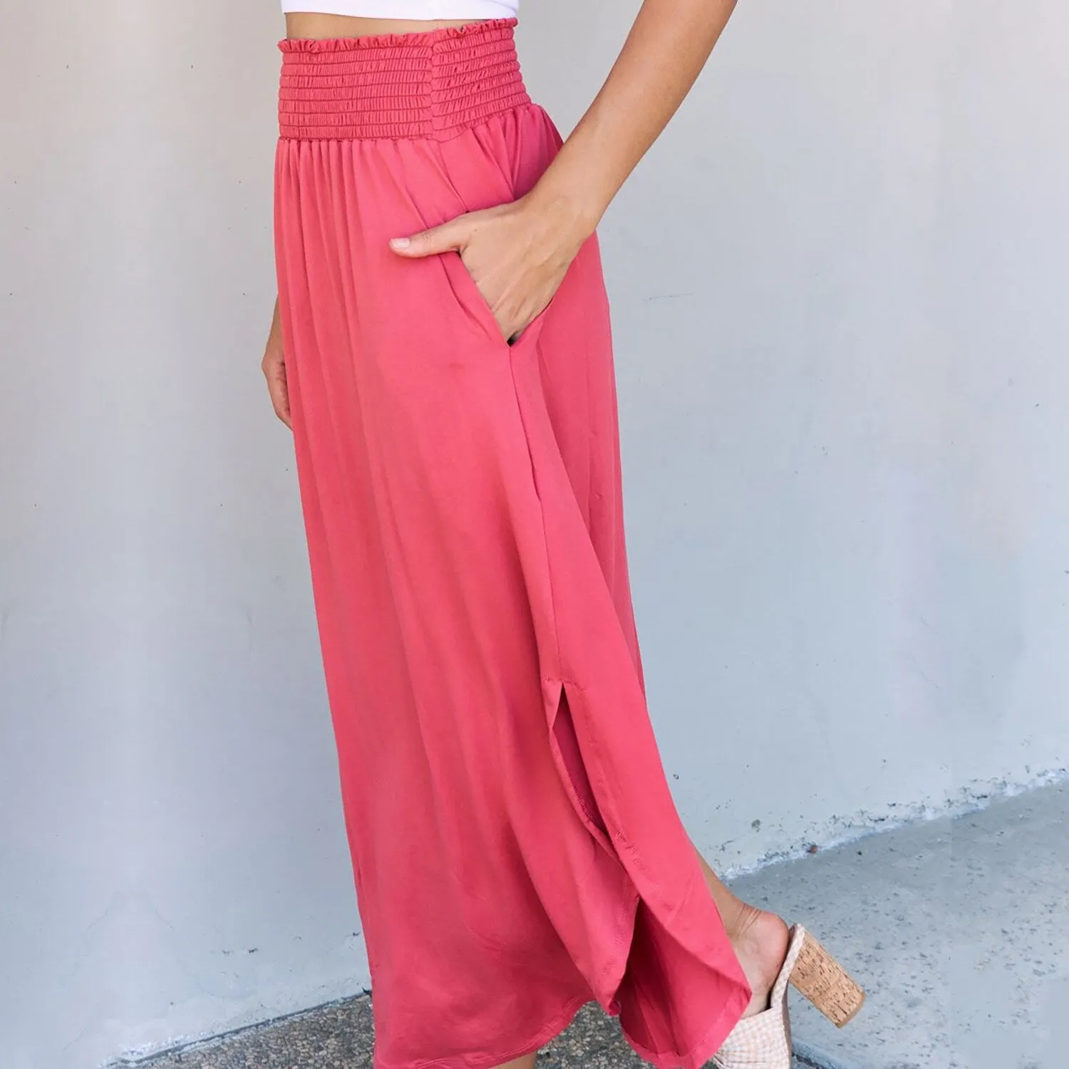 Cranberry High Waist Scoop Hem Maxi Skirt sold by Zulily product image thumbnail 2