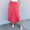 Cranberry High Waist Scoop Hem Maxi Skirt sold by Zulily