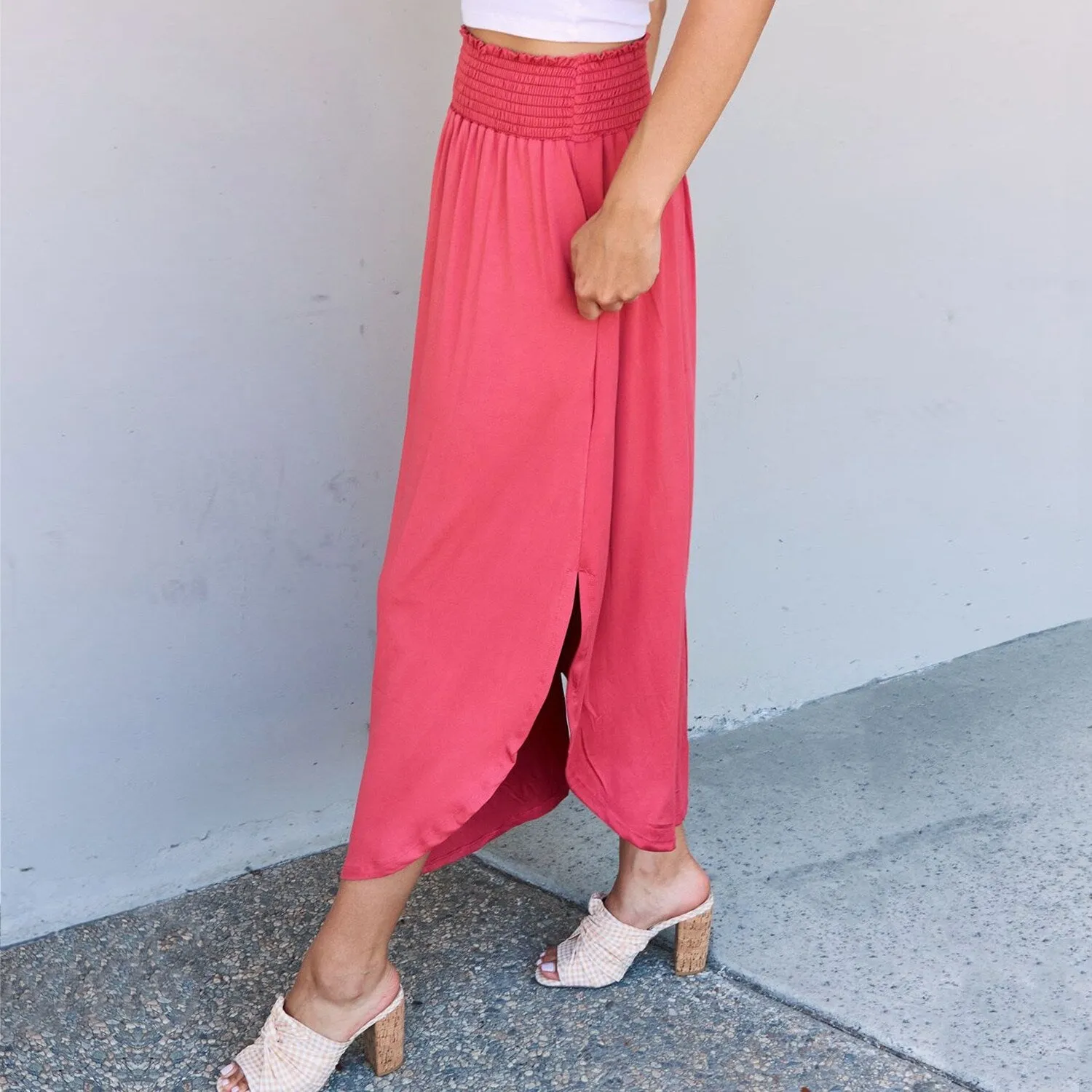 Cranberry High Waist Scoop Hem Maxi Skirt sold by Zulily product image thumbnail 3