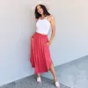 Cranberry High Waist Scoop Hem Maxi Skirt sold by Zulily