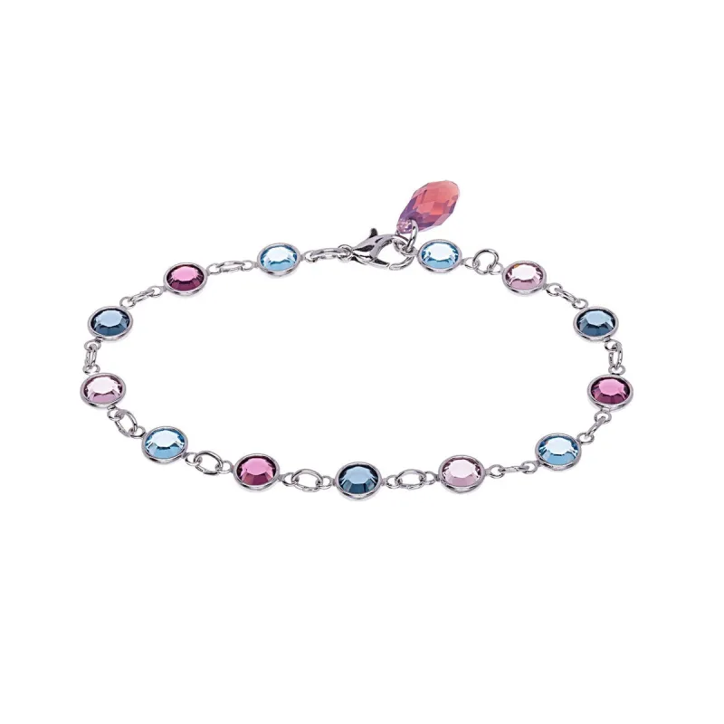 Blue Pink Mix Swarovski Crystal Tennis Bracelet With Briolette Crystal sold by Zulily