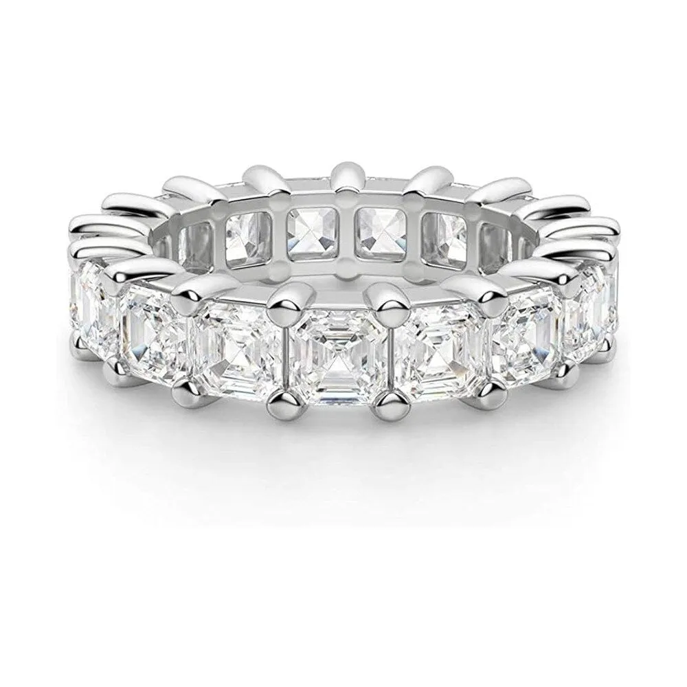 White Gold Plated Cubic Zirconia 4MM Square Princess Cut Eternity Ring Band sold by Zulily product image thumbnail 2