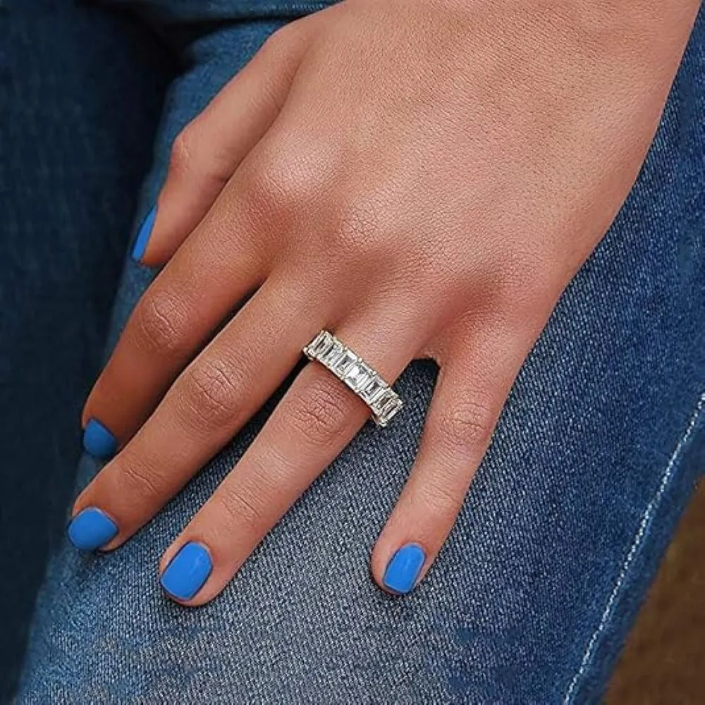 White Gold Plated Cubic Zirconia 4MM Square Princess Cut Eternity Ring Band sold by Zulily product image thumbnail 5