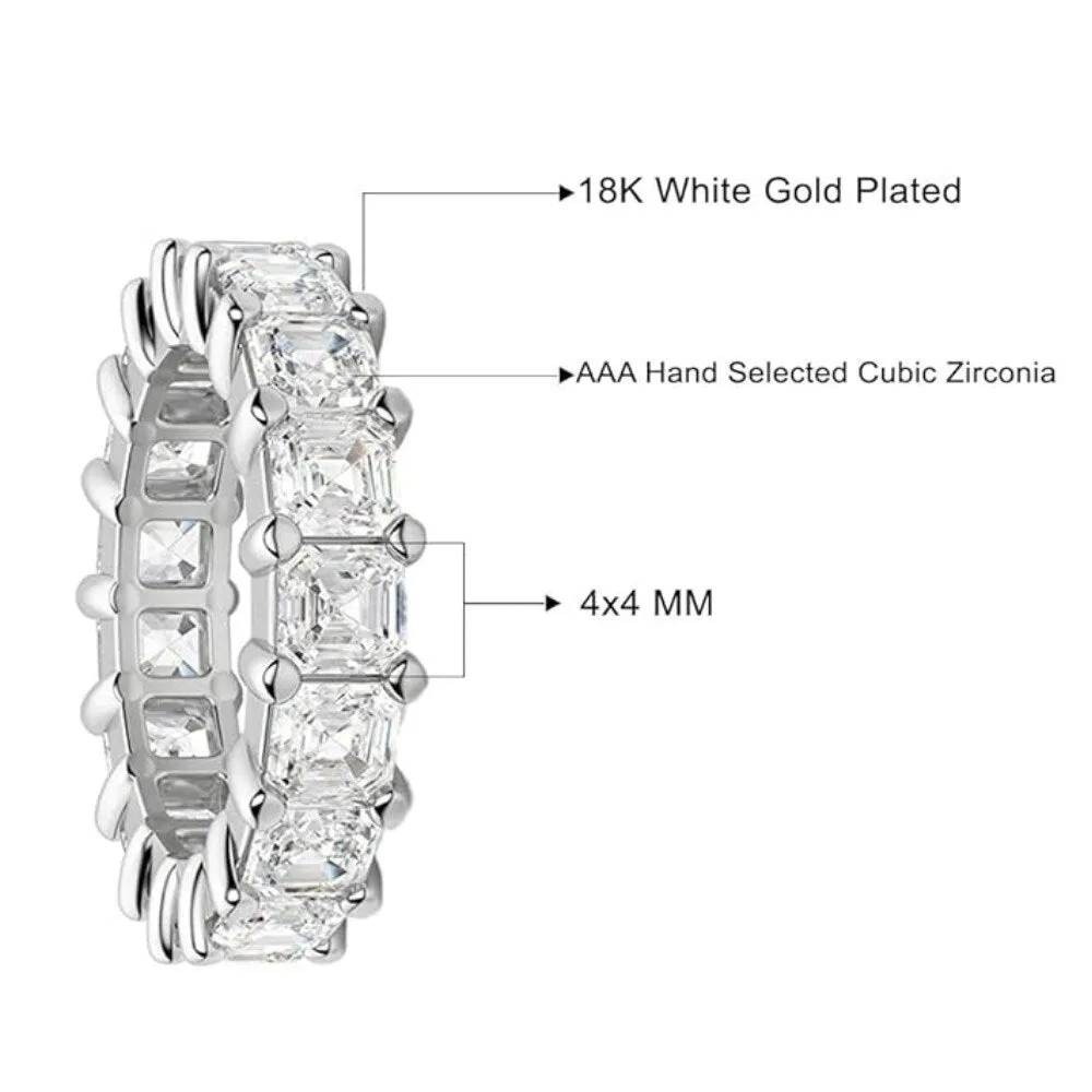 White Gold Plated Cubic Zirconia 4MM Square Princess Cut Eternity Ring Band sold by Zulily product image thumbnail 3