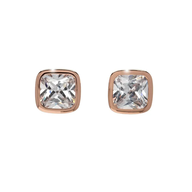 Rose Goldtone Clear Swarovski Crystal Square Stud Earrings - Rose Goldtone Clear sold by Zulily