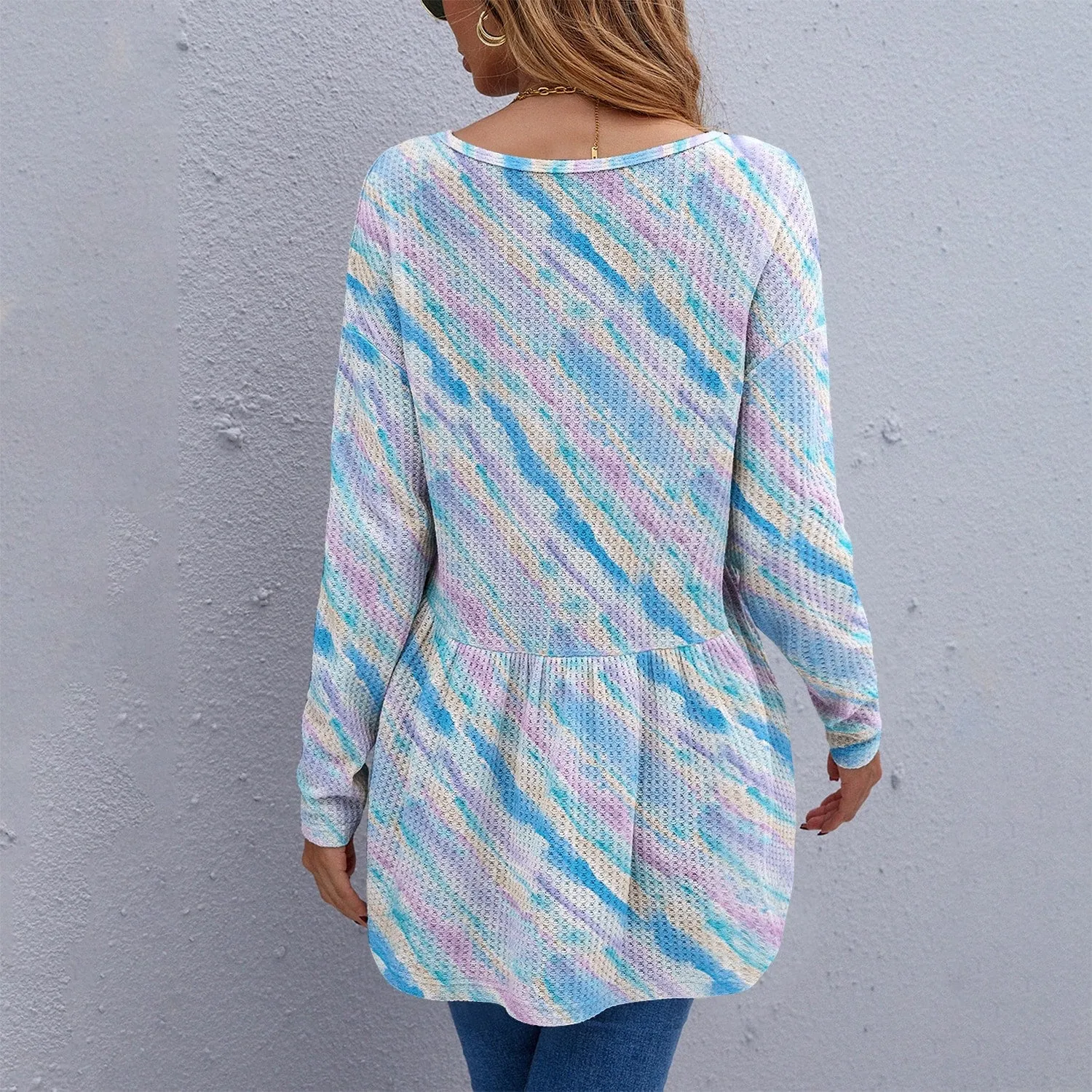 Blue & Lavender Watercolor Stripe Long Sleeve Tunic sold by Zulily product image thumbnail 2