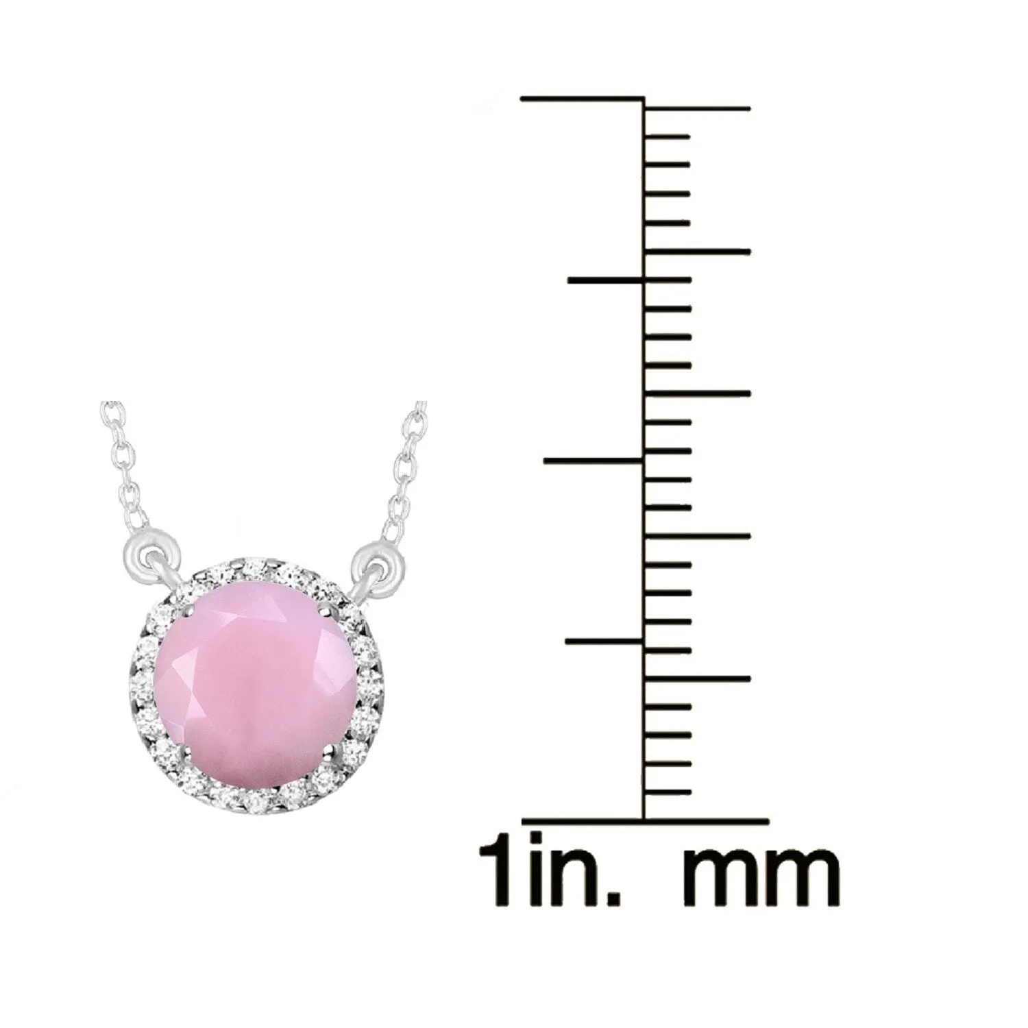 Sterling Silver Natural Pink Opal and White Topaz Halo Necklace sold by Zulily product image thumbnail 3