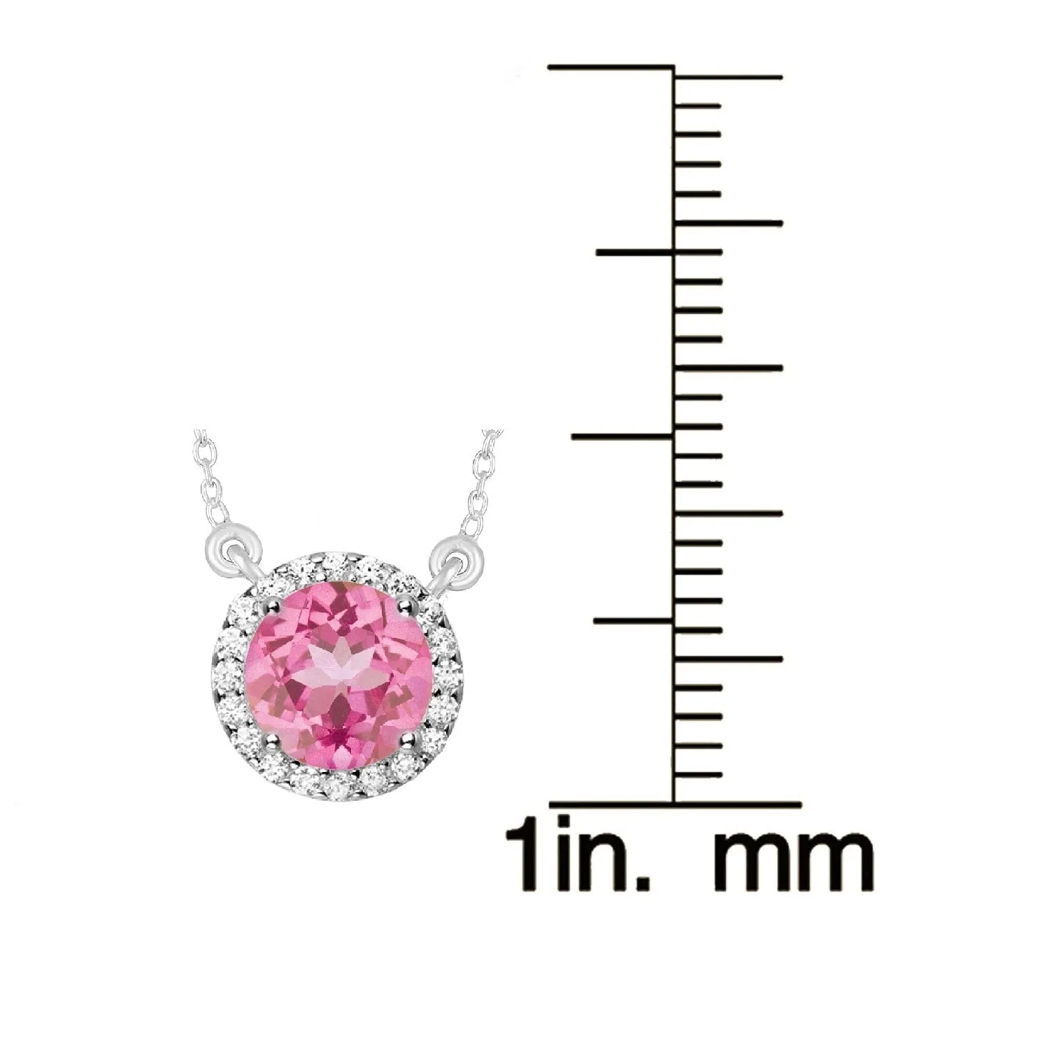 Sterling Silver Pink Topaz and White Topaz Halo Necklace 18" Chain sold by Zulily product image thumbnail 3