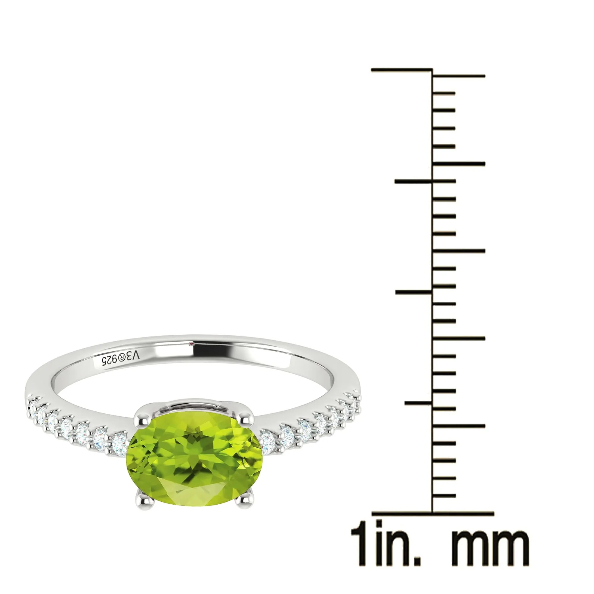 1.0Ct Sterling Silver Natural Peridot and White Topaz Solitaire Ring sold by Zulily product image thumbnail 3