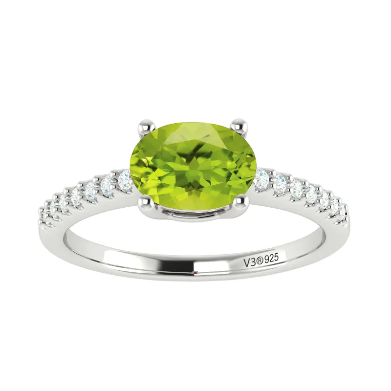 1.0Ct Sterling Silver Natural Peridot and White Topaz Solitaire Ring sold by Zulily