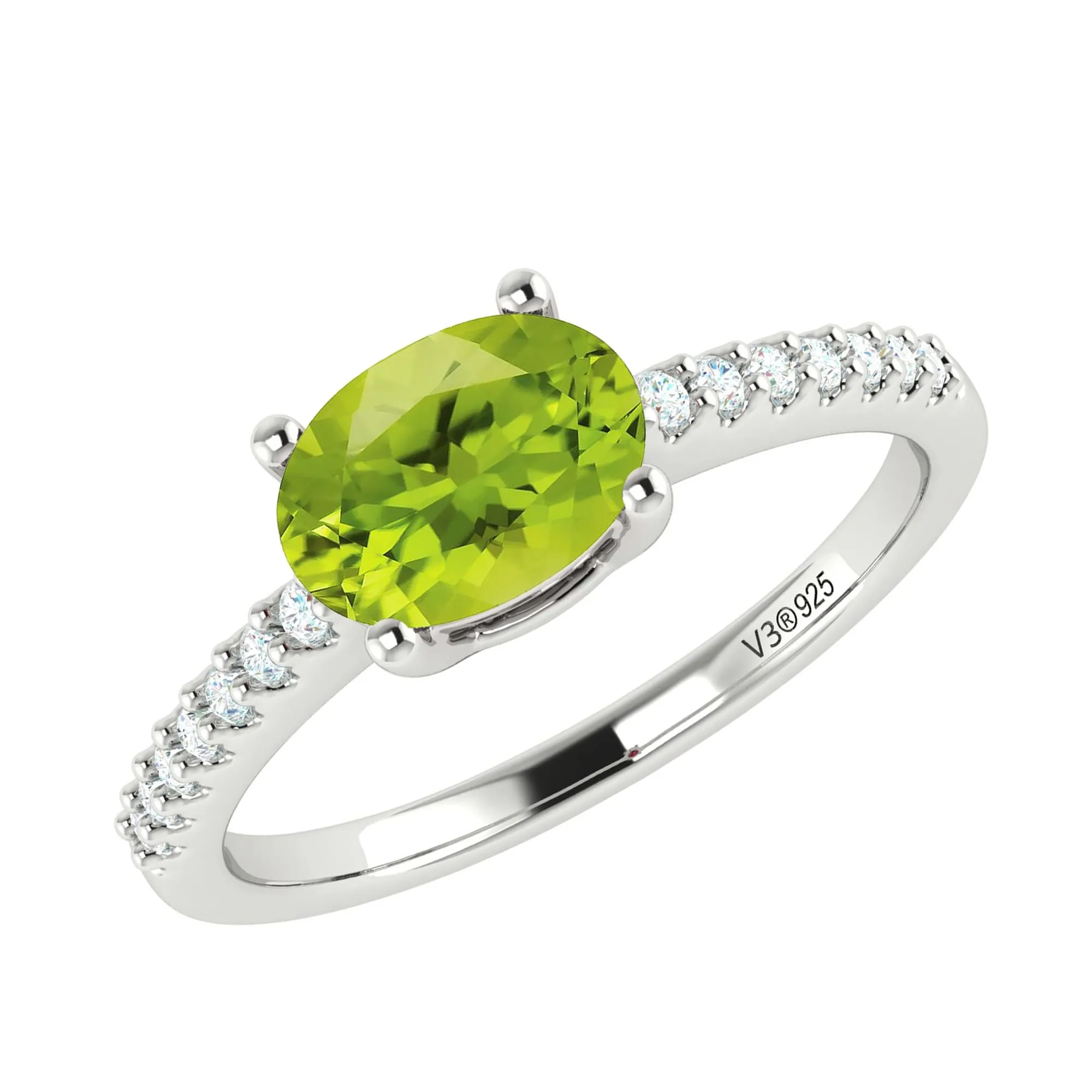 1.0Ct Sterling Silver Natural Peridot and White Topaz Solitaire Ring sold by Zulily product image thumbnail 2