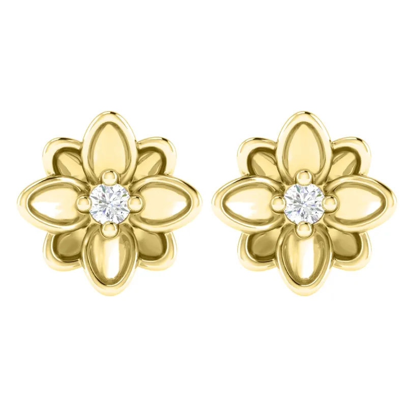 Gold Over Sterling Silver Round Shape Moissanite Flower Earrings sold by Zulily