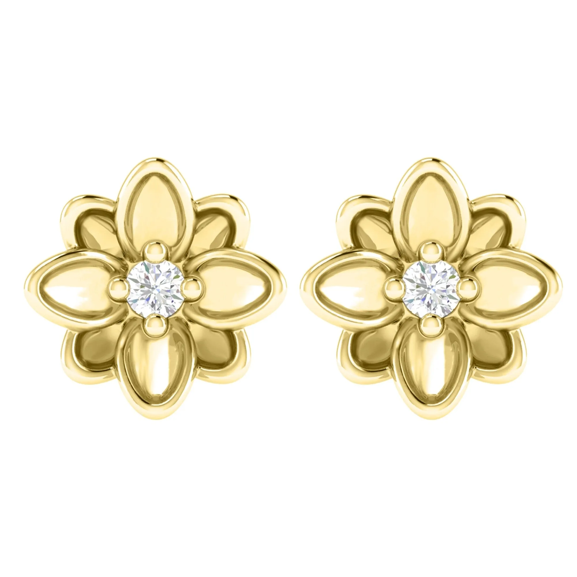 Gold Over Sterling Silver Round Shape Moissanite Flower Earrings sold by Zulily