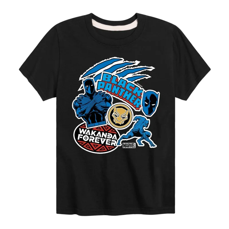 Boys Black Panther Stickers Short Sleeve Tee sold by Zulily