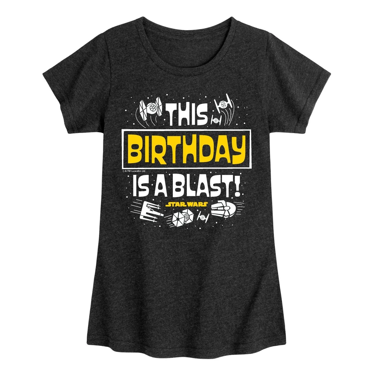Girl's Star Wars Birthday Is A Blast Side Short Sleeve Tee sold by Zulily