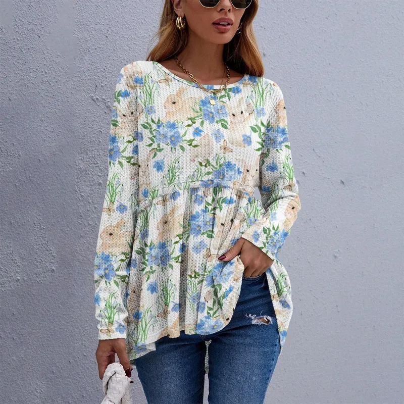 Blue Floral Bunny Long Sleeve Tunic sold by Zulily