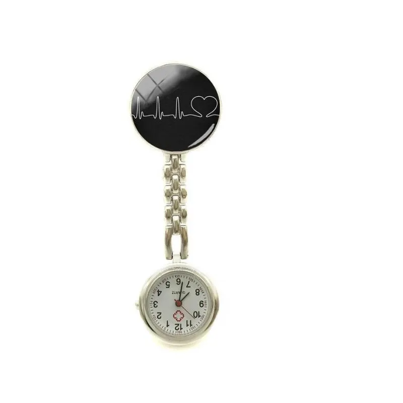 Black Silvertone Nurse-Themed Clip-On Watch sold by Zulily