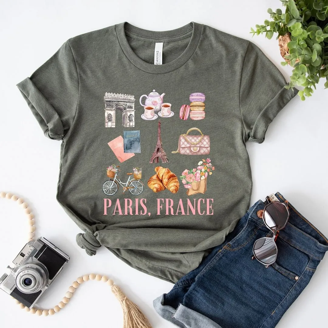 Paris Travel Collage Short Sleeve Crewnneck Tee sold by Zulily