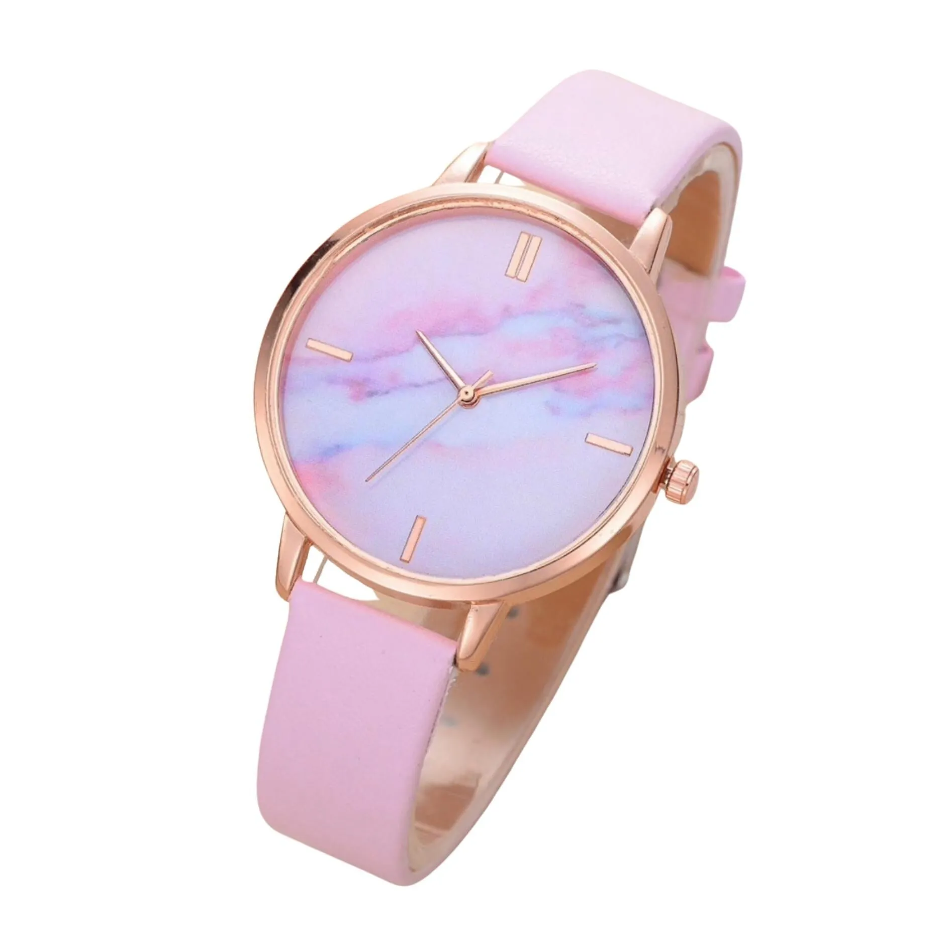 Pink Goldtone Marbled Watch sold by Zulily