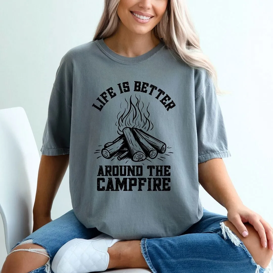 Life Is Better Around The Campfire Distressed Garment Dyed Tee sold by Zulily product image thumbnail 2