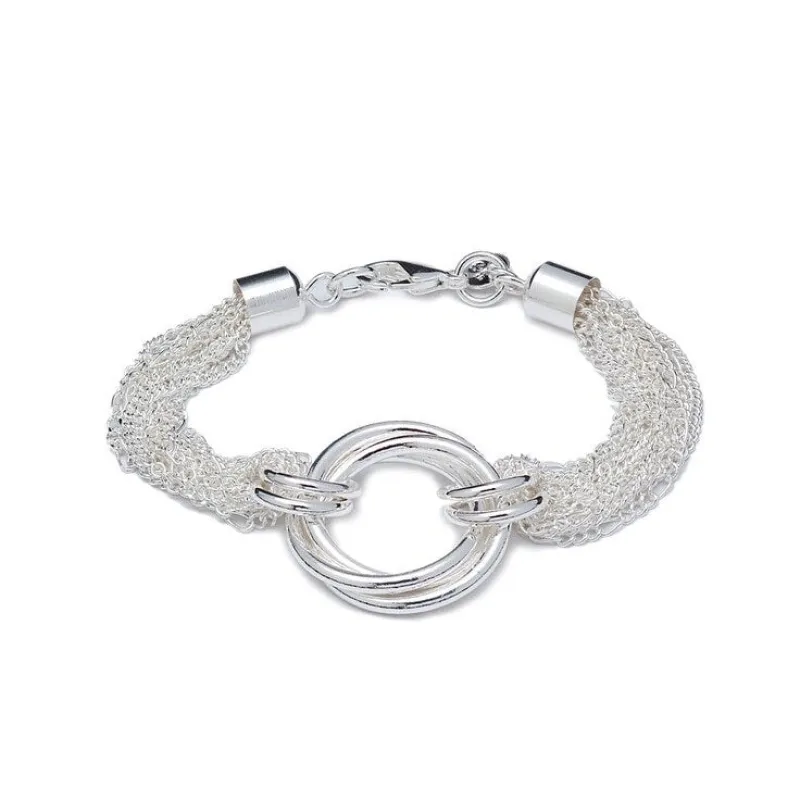 Sterling Silver Filled Multi-strand Open Circle Bracelet - White sold by Zulily