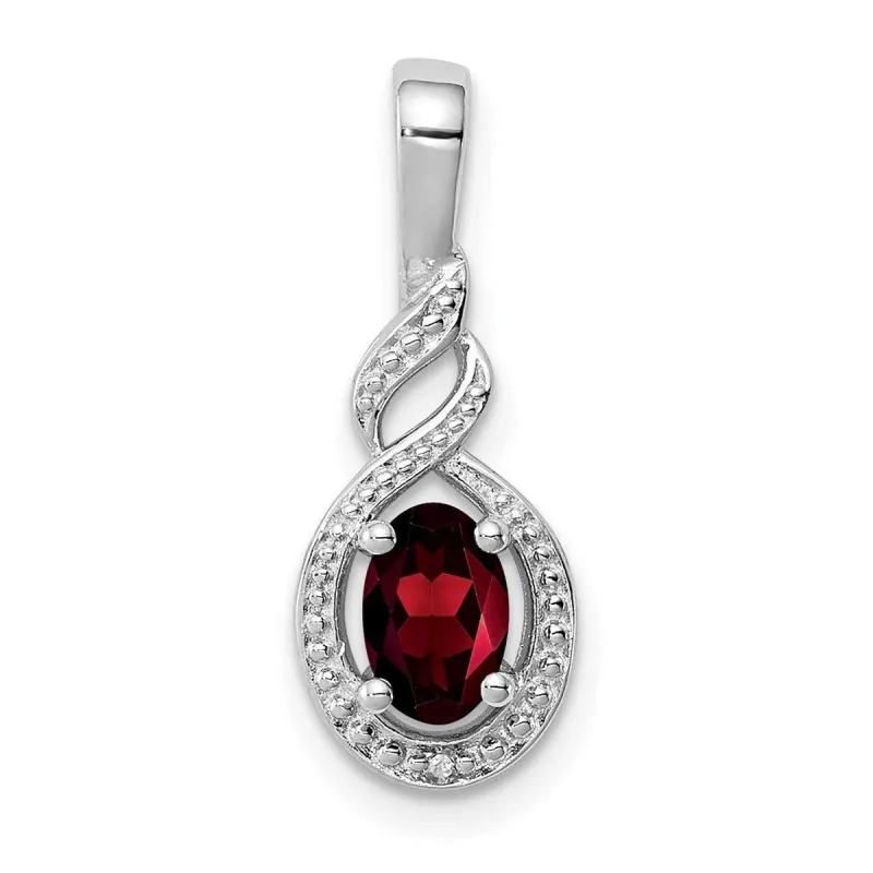 Curata 925 Sterling Silver Polished Garnet and Diamond Pendant Necklace - 13x7mm sold by Zulily