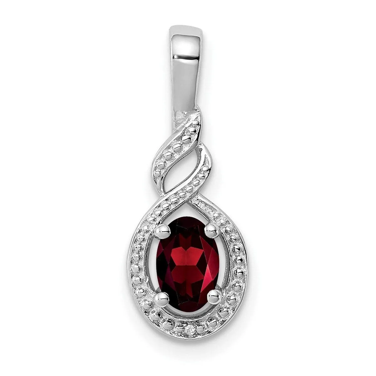 Curata 925 Sterling Silver Polished Garnet and Diamond Pendant Necklace - 13x7mm sold by Zulily