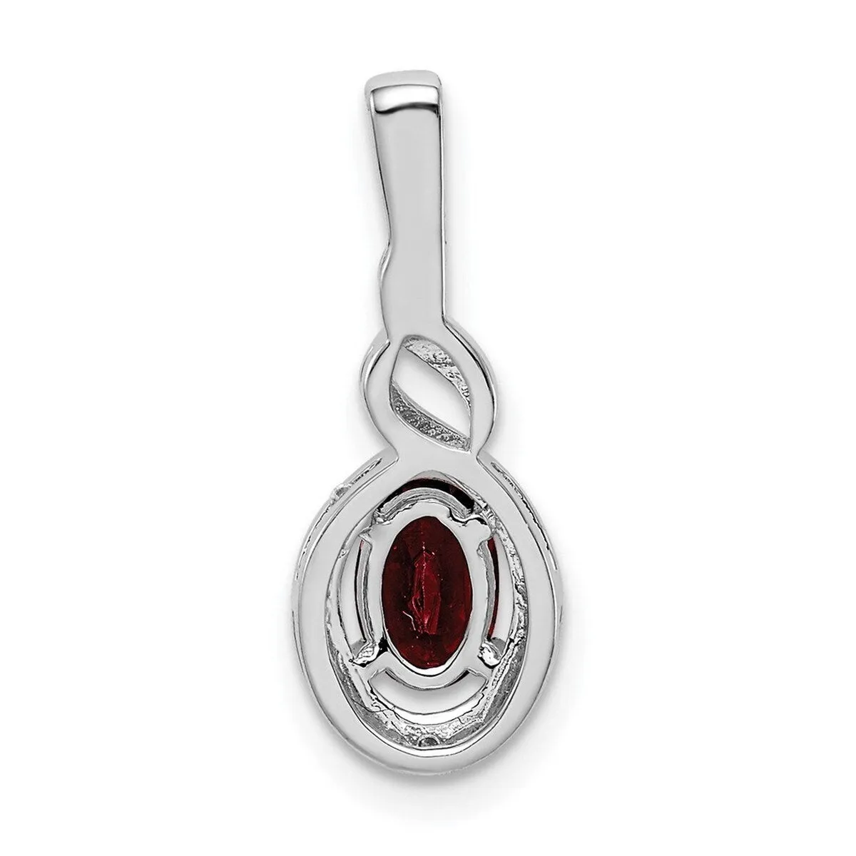 Curata 925 Sterling Silver Polished Garnet and Diamond Pendant Necklace - 13x7mm sold by Zulily product image thumbnail 2