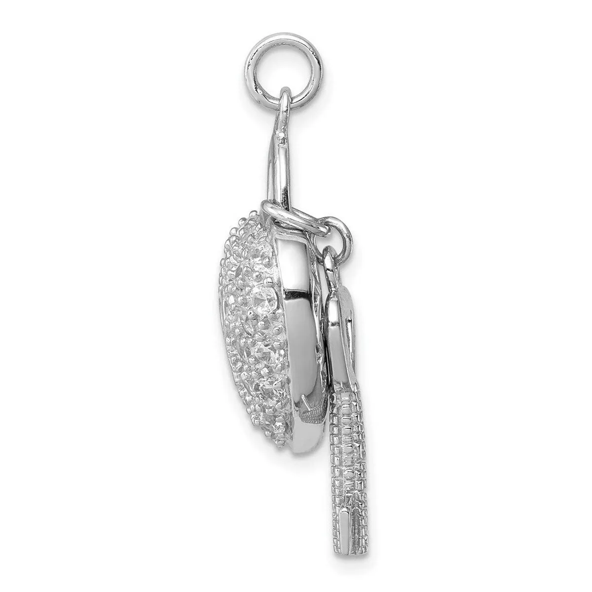 Curata 925 Sterling Silver 18" Polished Cubic Zirconia Heart Lock Key Pendant Necklace - 21mm sold by Zulily product image thumbnail 3