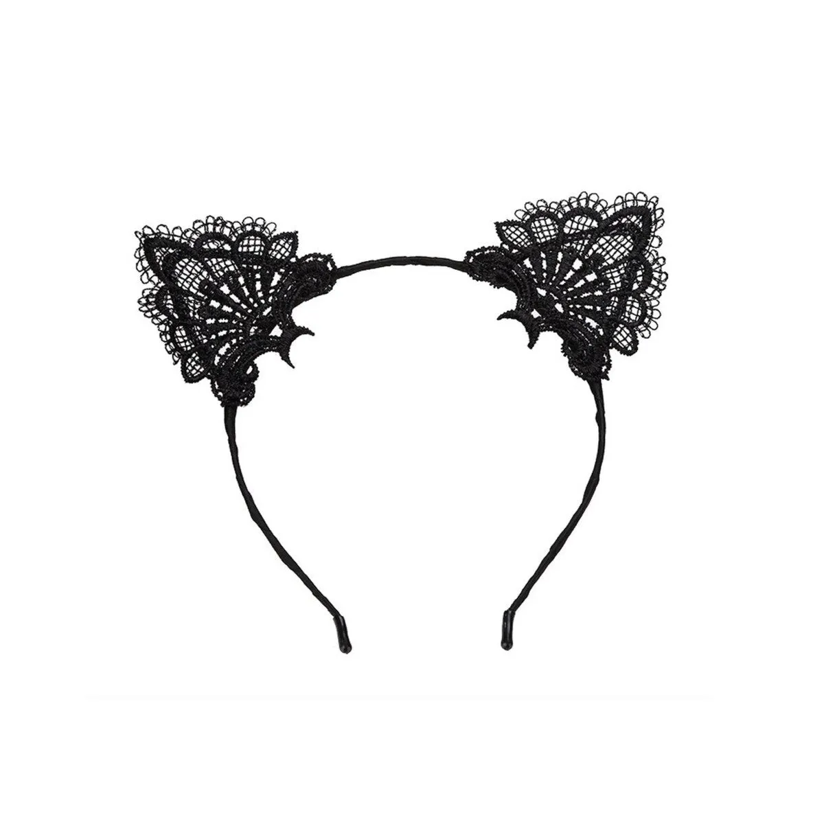 Black Lace Cat Ears Headband sold by Zulily