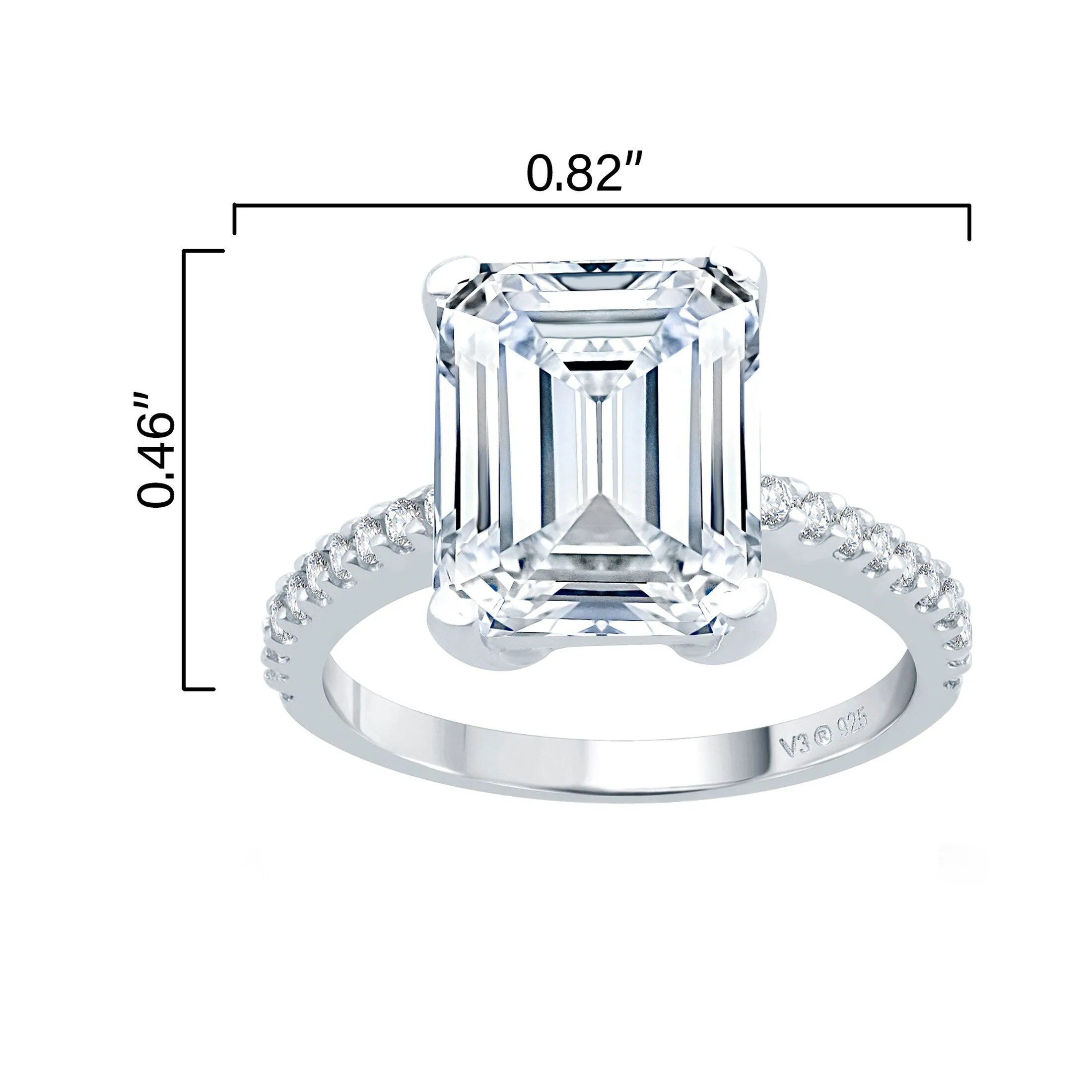 Sterling Silver Moissanite and White Topaz Emerald Cut Engagement Ring sold by Zulily product image thumbnail 3