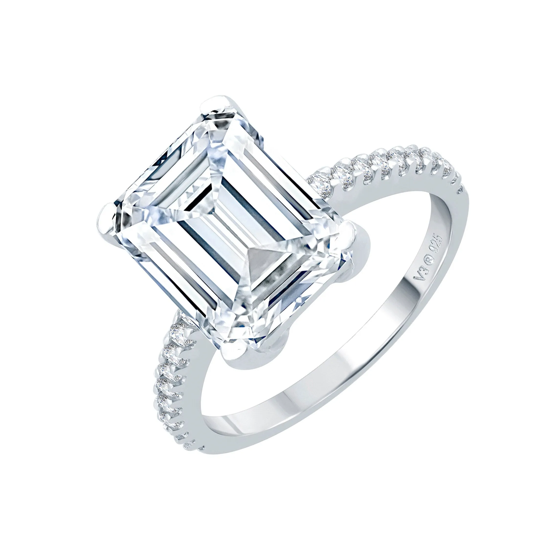 Sterling Silver Moissanite and White Topaz Emerald Cut Engagement Ring sold by Zulily product image thumbnail 2