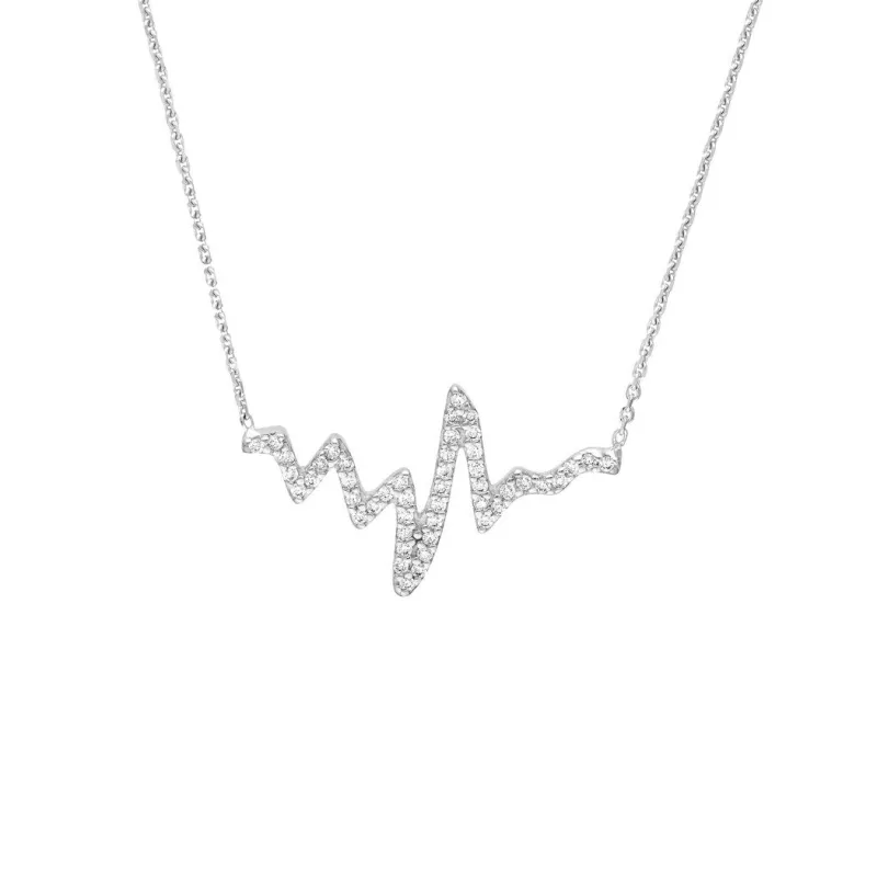 Curata 925 Sterling Silver Cubic Zirconia Love Heartbeat Adjustable Sparkle Cut Cable Necklace - 18" sold by Zulily