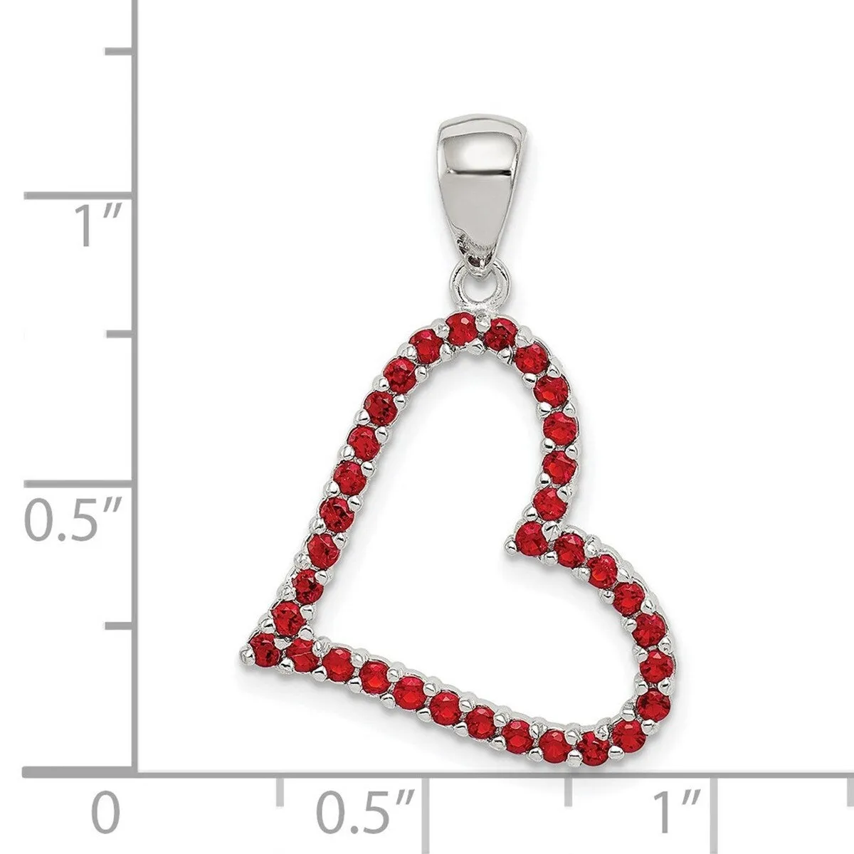 Curata 925 Sterling Silver 18" Polished Red Cubic Zirconia Heart Pendant Necklace - 26x18mm sold by Zulily product image thumbnail 4