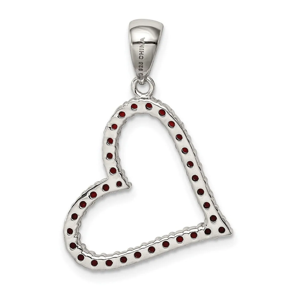 Curata 925 Sterling Silver 18" Polished Red Cubic Zirconia Heart Pendant Necklace - 26x18mm sold by Zulily product image thumbnail 2