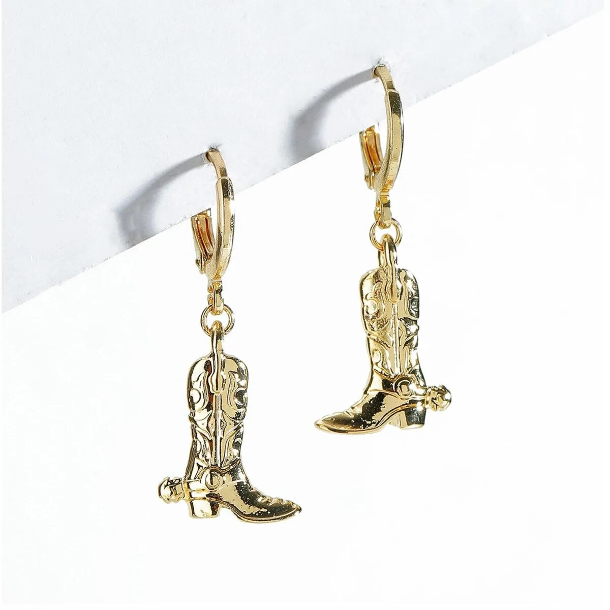 Goldtone Cowboy Boots Huggie Hoop Earrings - Gold sold by Zulily