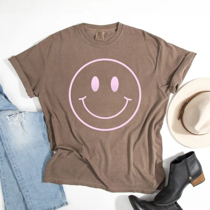 Smiley Face Outline Puff Print Garment Dyed Tee sold by Zulily