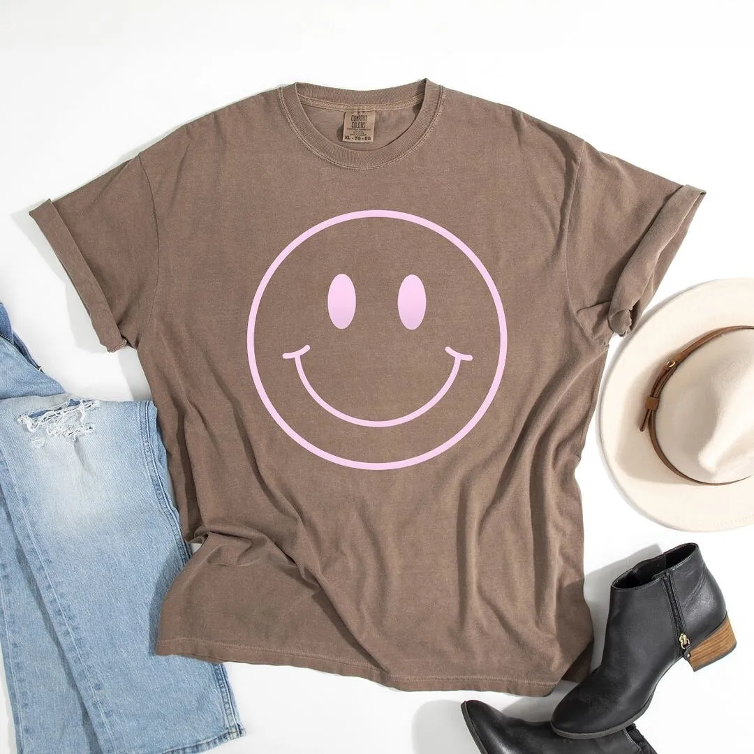 Smiley Face Outline Puff Print Garment Dyed Tee sold by Zulily