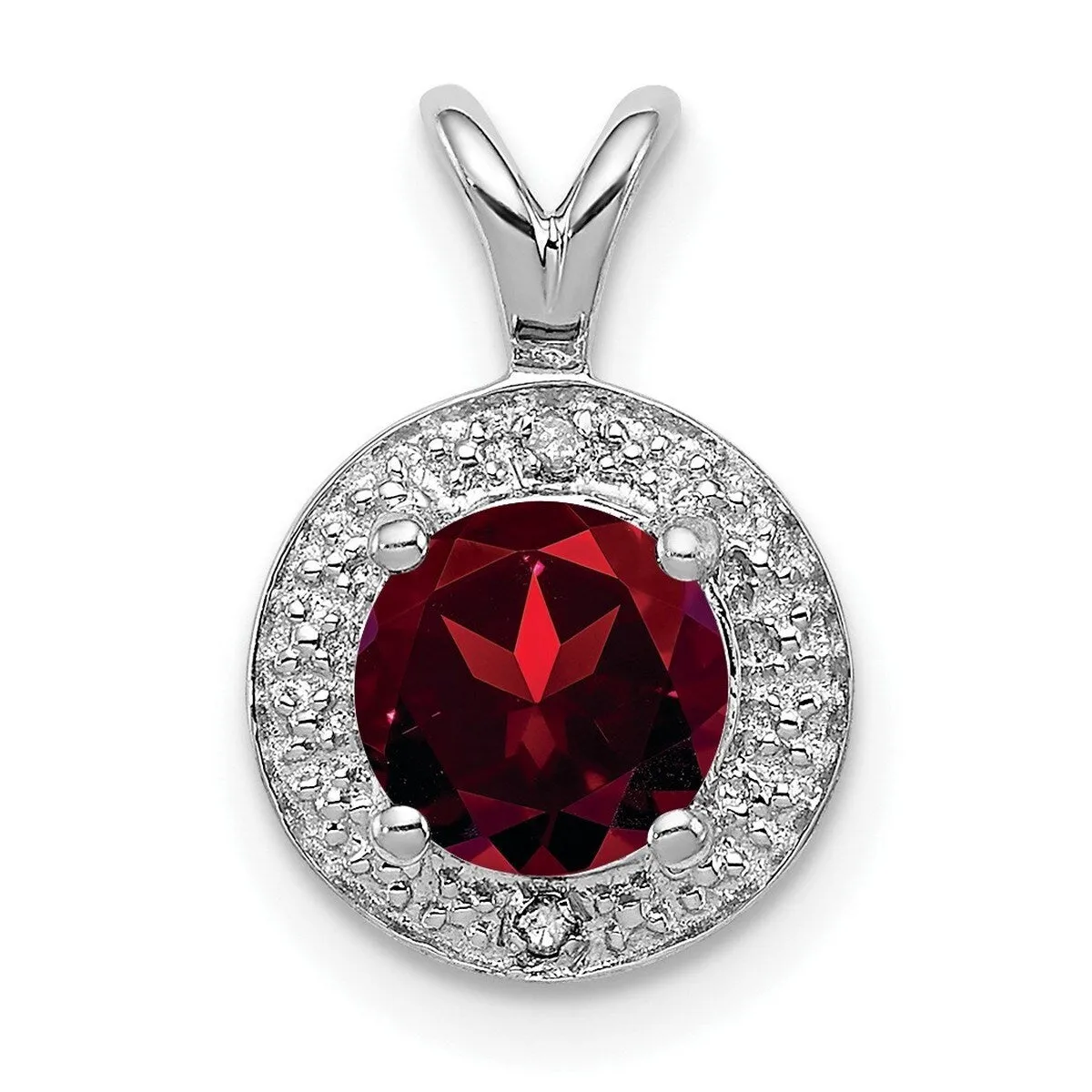 Curata 925 Sterling Silver Polished Diamond and Garnet Pendant Necklace - 14x10mm sold by Zulily