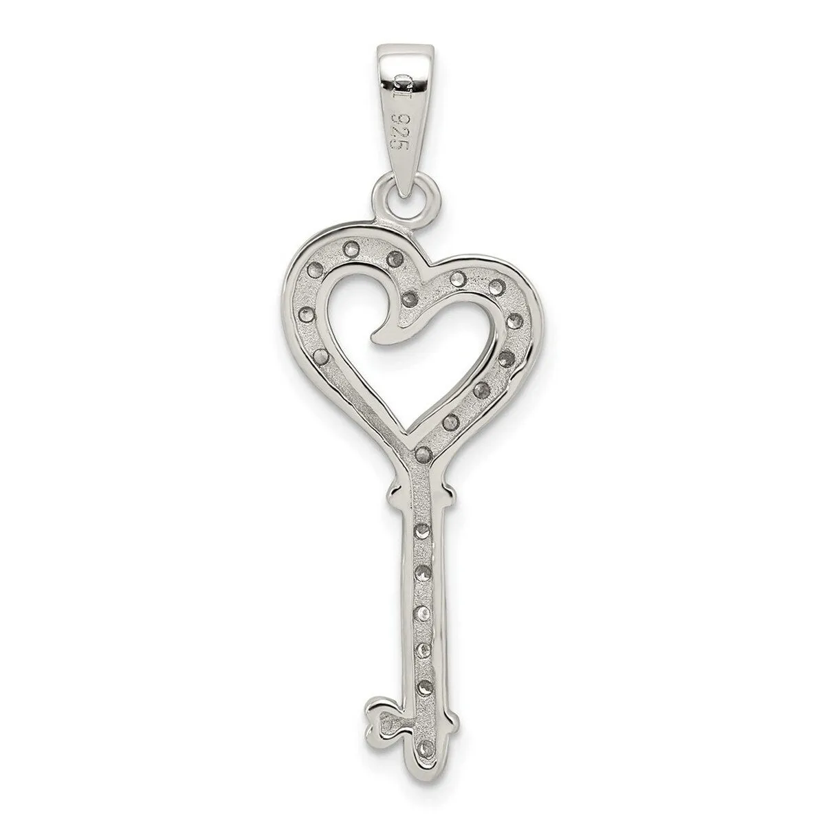 Curata 925 Sterling Silver 18" Polished Cubic Zirconia Heart Key Pendant Necklace - 39x14mm sold by Zulily product image thumbnail 2