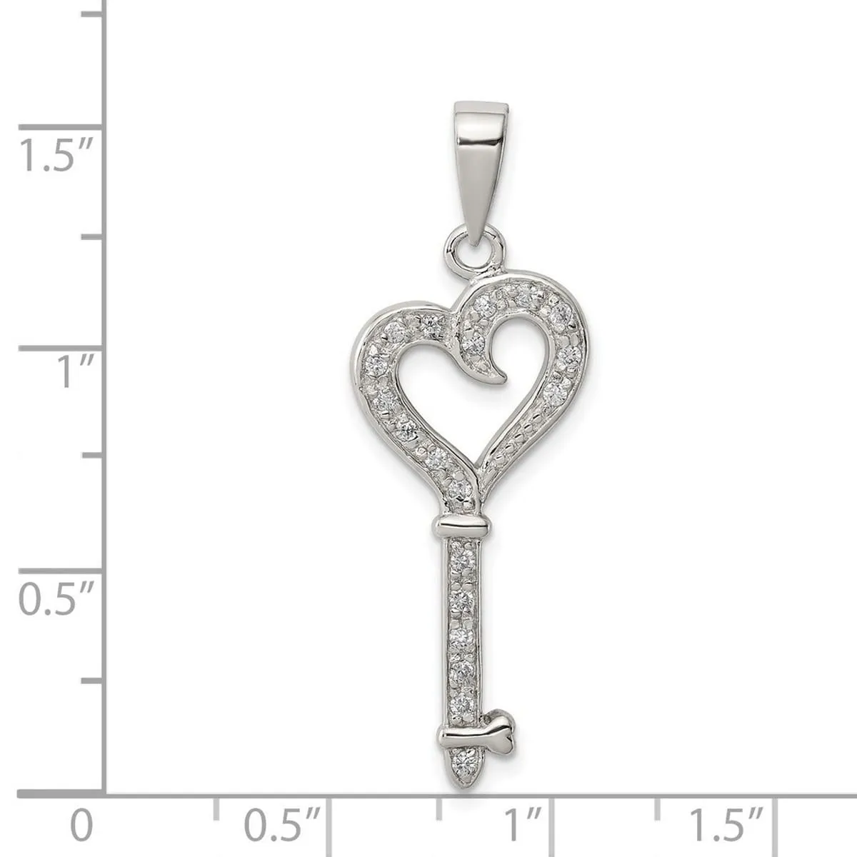 Curata 925 Sterling Silver 18" Polished Cubic Zirconia Heart Key Pendant Necklace - 39x14mm sold by Zulily product image thumbnail 4