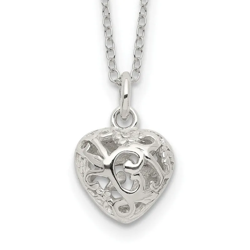 Curata 925 Sterling Silver Lobster Closure Polished Puffed Heart Necklace - 18" sold by Zulily