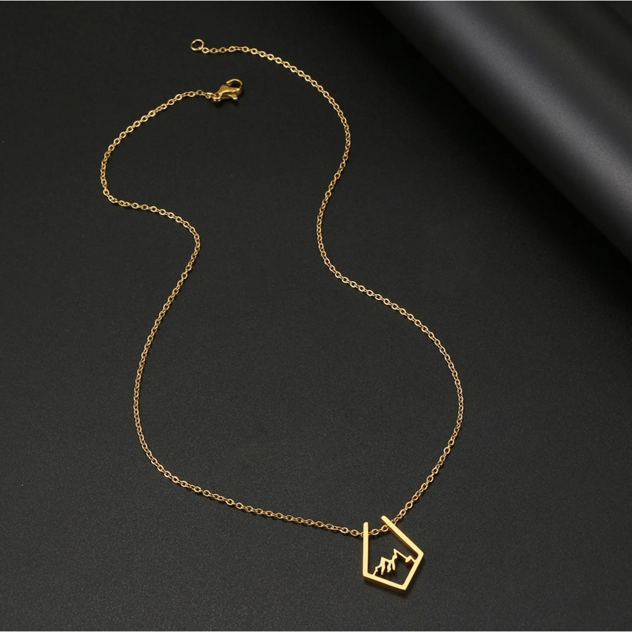 Goldtone Minimalist Mountain Range Pendant Necklace - Gold sold by Zulily product image thumbnail 4