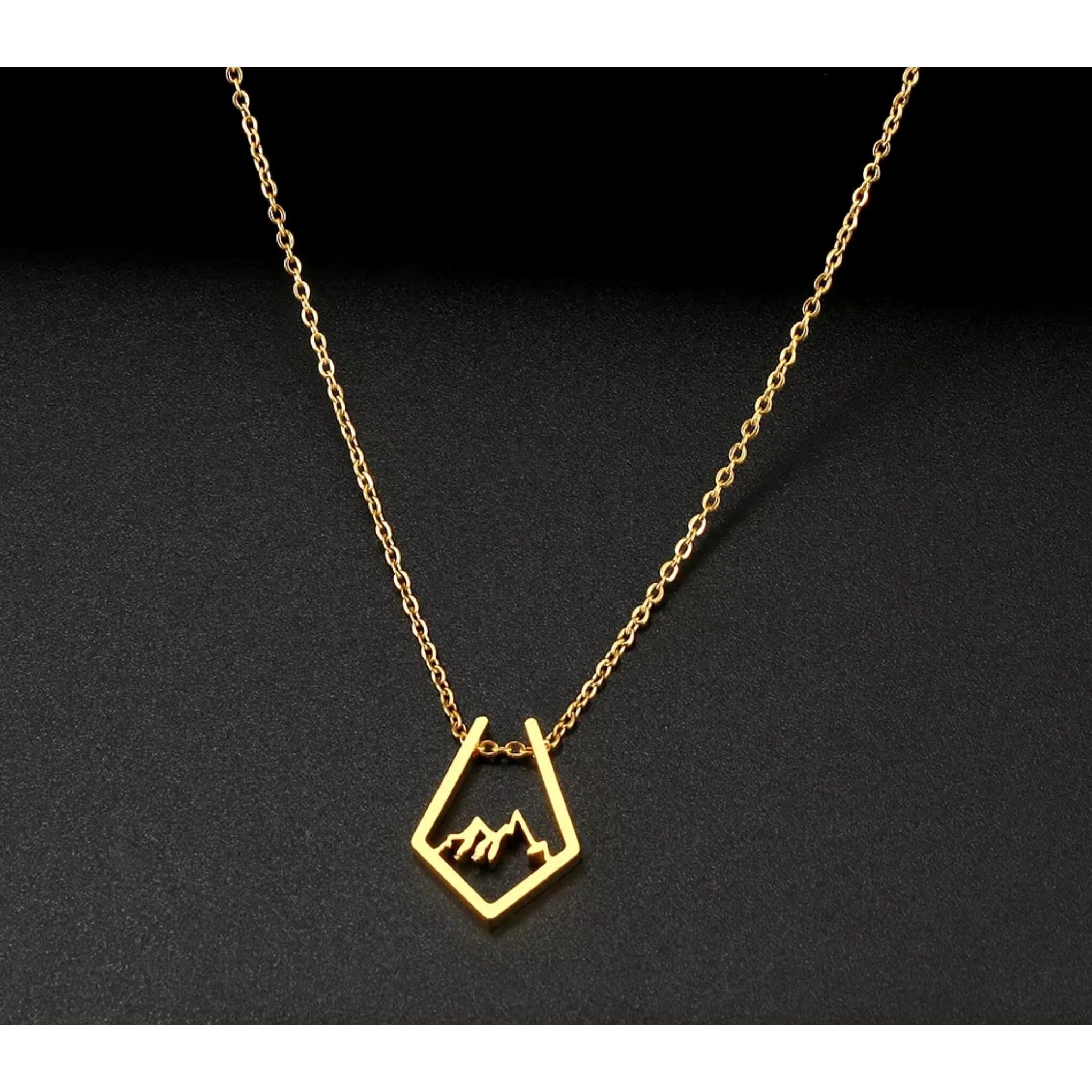 Goldtone Minimalist Mountain Range Pendant Necklace - Gold sold by Zulily product image thumbnail 3