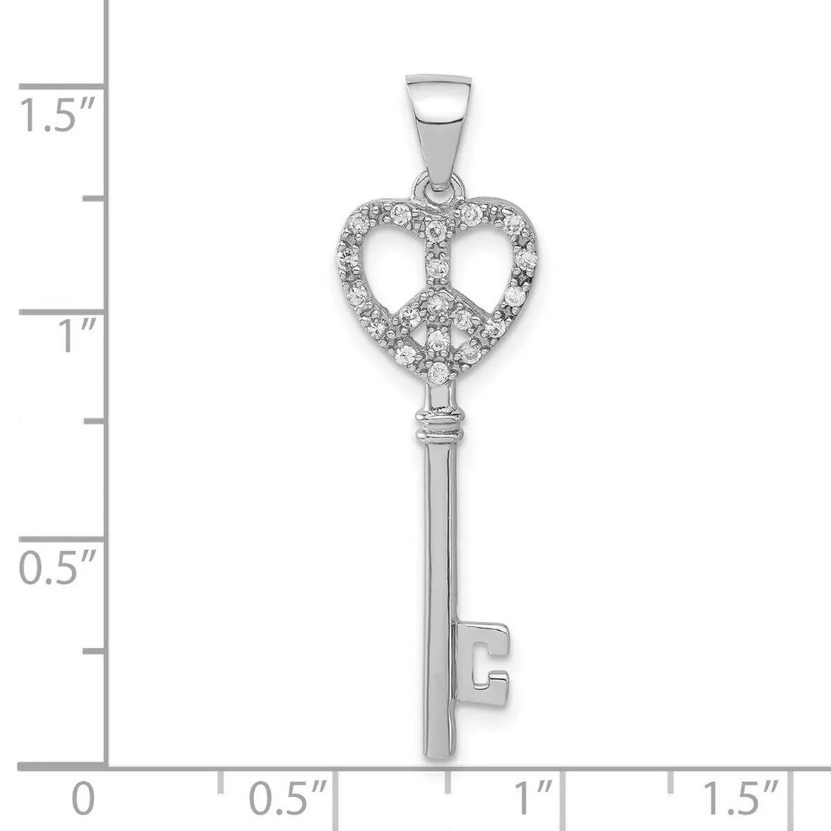 Curata 925 Sterling Silver 18" Polished Cubic Zirconia Heart Key Pendant Necklace - 39.6x11.5mm sold by Zulily product image thumbnail 4