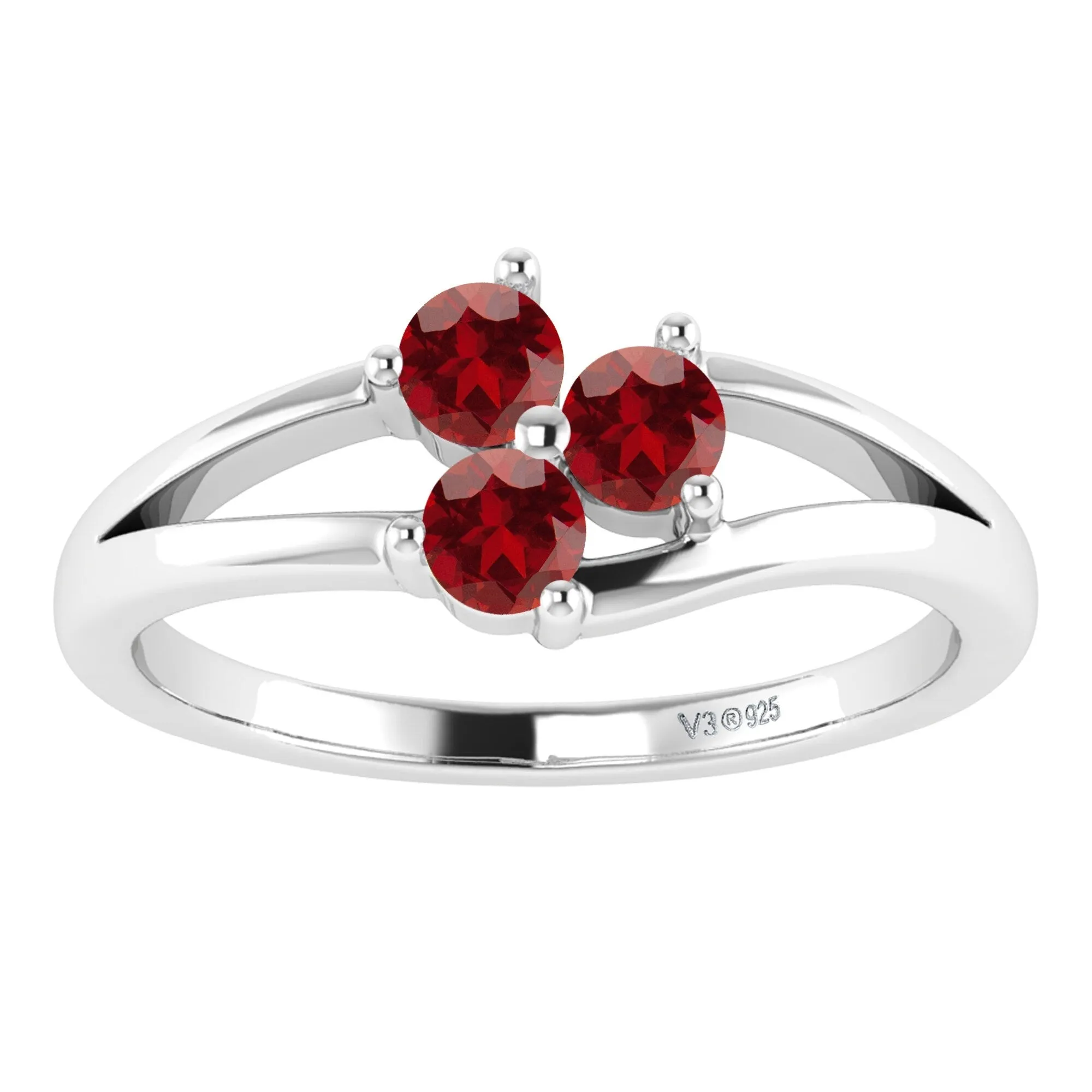 Sterling Silver with Natural Garnet Three Stone Ring sold by Zulily