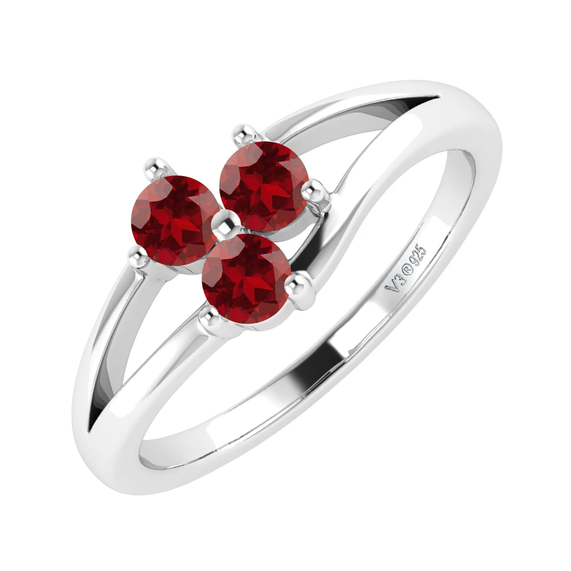 Sterling Silver with Natural Garnet Three Stone Ring sold by Zulily product image thumbnail 2